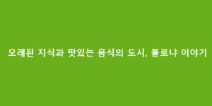 오래된 지식과 맛있는 음식의 도시, 볼로냐 이야기